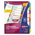 Avery Dennison Avery, CUSTOMIZABLE TOC READY INDEX MULTICOLOR DIVIDERS, 1-8, LETTER 11841